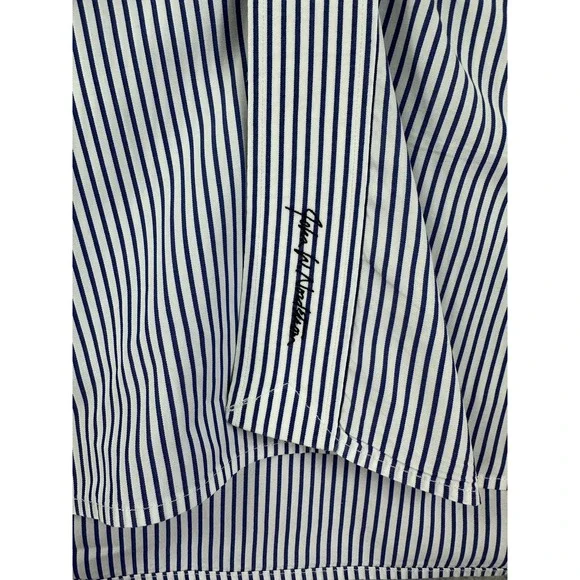John W Nordstrom Shirt Mens 17.5 35 Stripe Button Down Egyptian Cotton Dress